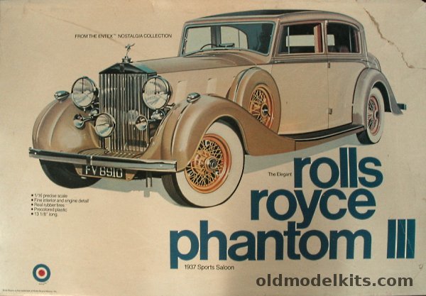 Entex 1/16 1937 Rolls Royce Phantom III Sports Saloon, 9000 plastic model kit